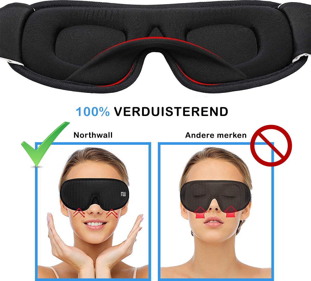 Slaapmasker Luxe 3d traagschuim met opbergzakje