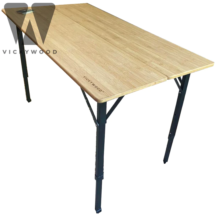 Vickywood kampeertafel van bamboo en aluminium