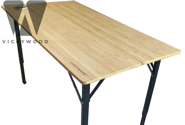 Vickywood kampeertafel van bamboo en aluminium
