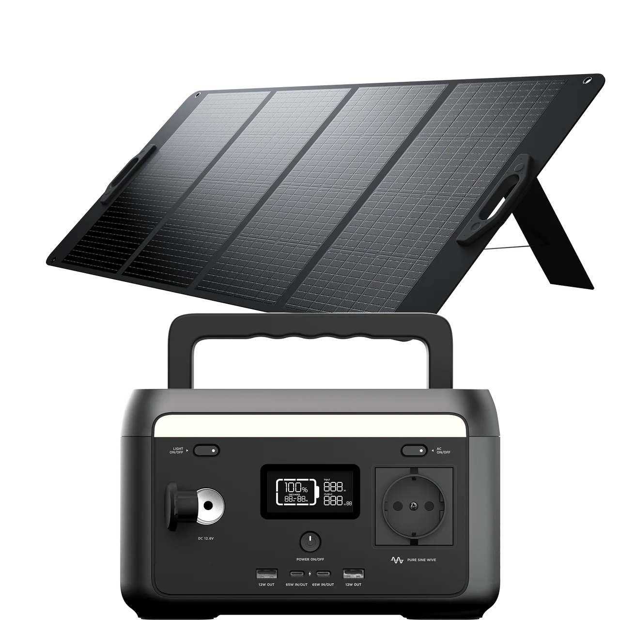 SOLAR BUNDEL: powerstation 600w +200w zonnepaneel