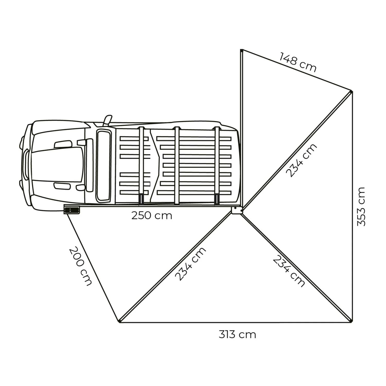 270° luifel LEAF Links 250 cm grijs