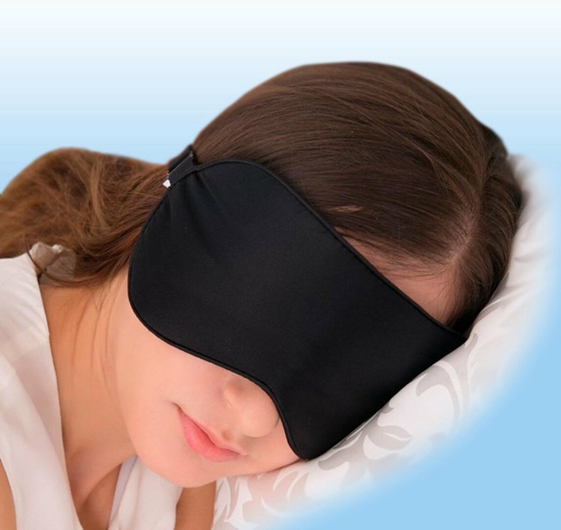 Slaapmasker met Opbergzakje. Zwart